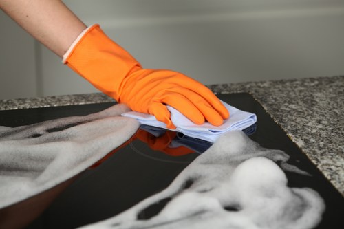 Professionals performing after builders cleaning in Greenwich in a renovated home