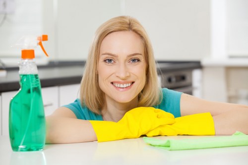 Cleaning professional arriving for a booked service at a property entrance