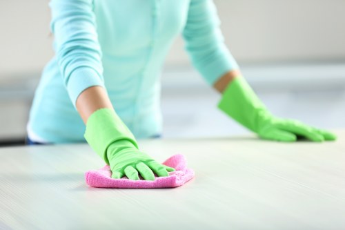 Close-up of stain treatment during upholstery cleaning in Greenwich