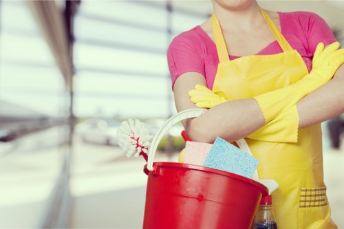 Cleaning team performing a standard domestic cleaning task in a home